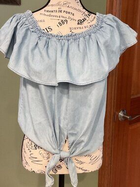 Express Light Blue Off-Shoulder Blouse, Size S